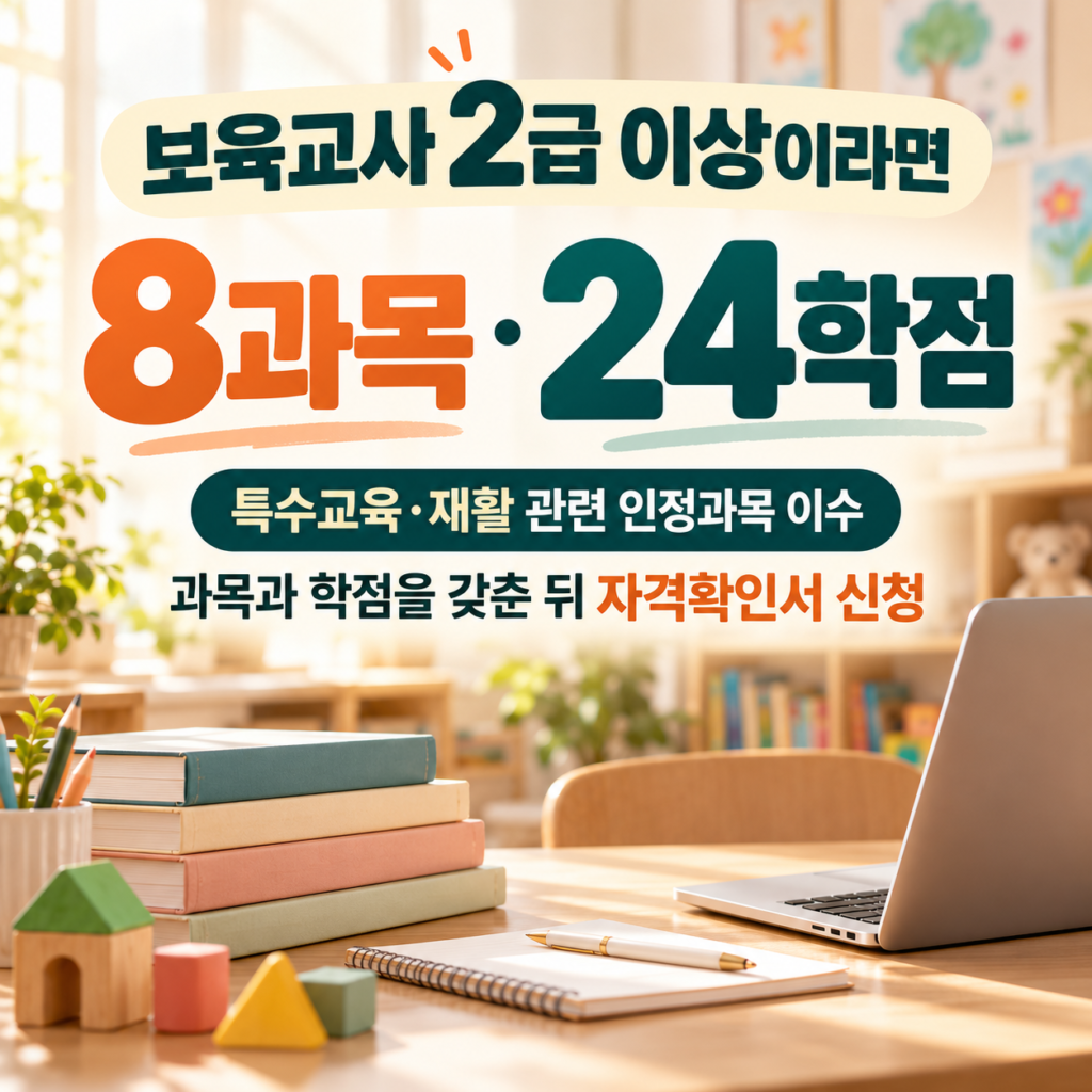 장애영유아보육교사 자격증 온라인으로 단 기간에 취득하는 방법 3 8과목·24학점 자격요건 안내 3