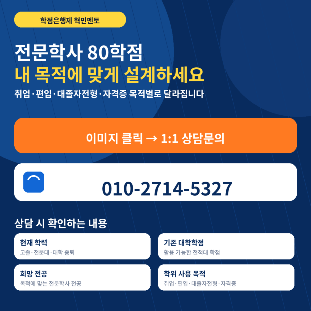 학점은행제 2년제 전문학사 5 상담문의